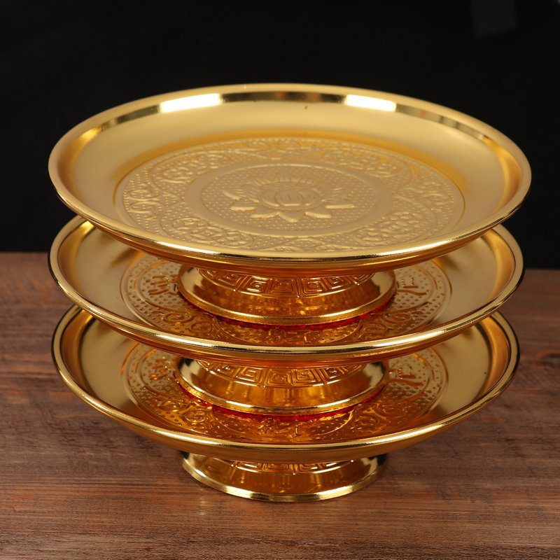 Storos lydinio dovanojimo padėklas namų naudojimui – auksu dengtas vaisių padėklas Budos garbinimui, kinų stilius, pritaikoma apdaila