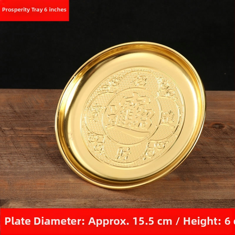 Storos lydinio dovanojimo padėklas namų naudojimui – auksu dengtas vaisių padėklas Budos garbinimui, kinų stilius, pritaikoma apdaila