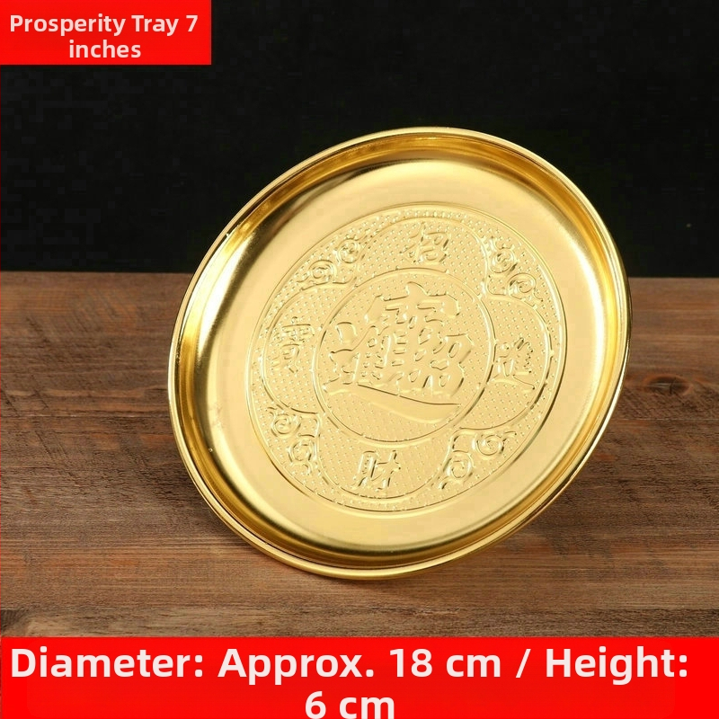 Storos lydinio dovanojimo padėklas namų naudojimui – auksu dengtas vaisių padėklas Budos garbinimui, kinų stilius, pritaikoma apdaila