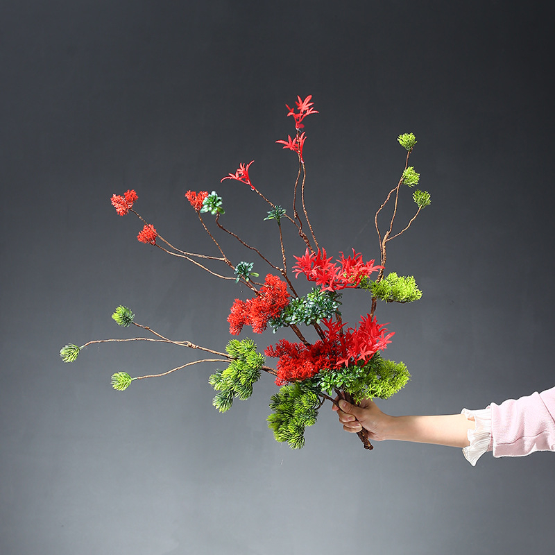 Tehislik männipu bukett elutoa sisustuseks — pehme PVC materjal; variant 1327355784; sobib pulmadele, fotorekviziitidele, kodu kujundamiseks.