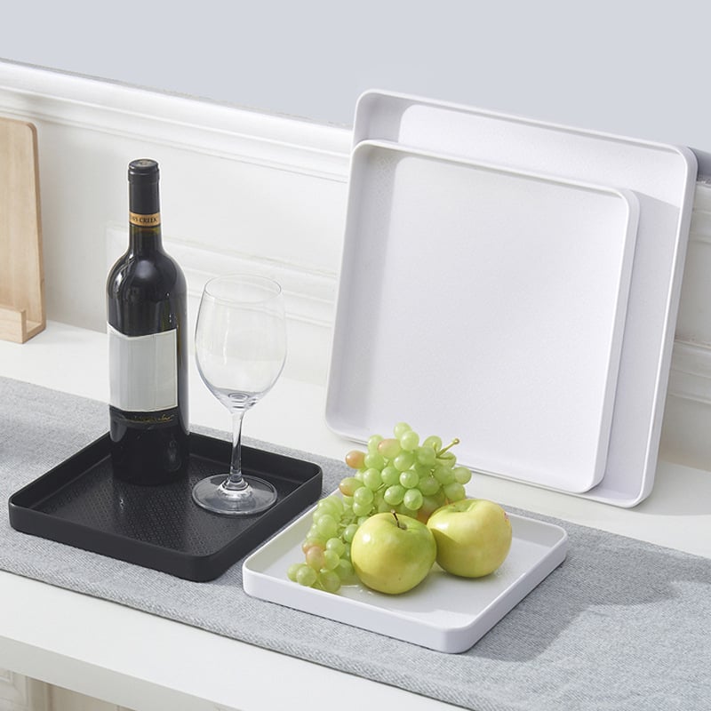 Πλαστικός τετράγωνος δίσκος οικιακής χρήσης, γεωμετρικό στυλ, απλός σχεδιασμός, κατάλληλος για φλυτζάνια τσαγιού, ποτήρια νερού και μικρές γλάστρες, διακόσμηση σε σκανδιναβικό ύφος