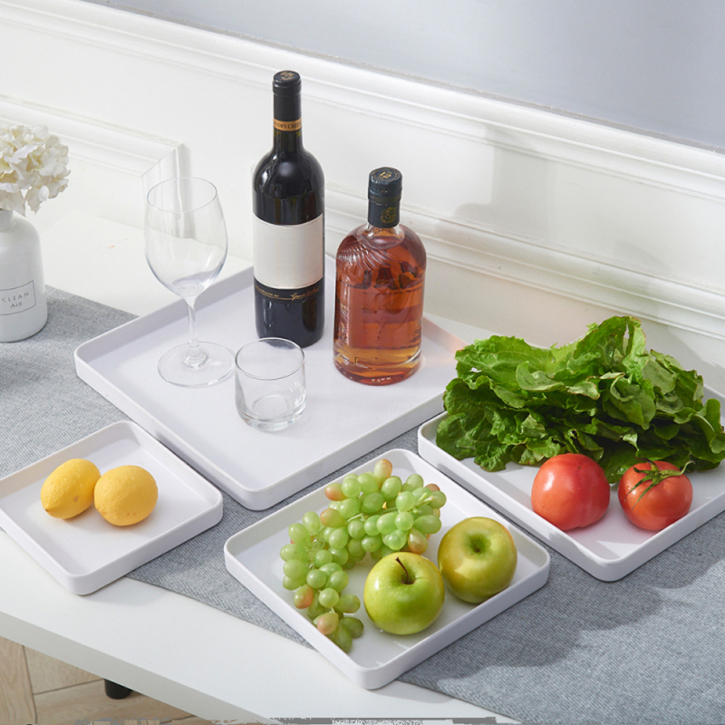 Πλαστικός τετράγωνος δίσκος οικιακής χρήσης, γεωμετρικό στυλ, απλός σχεδιασμός, κατάλληλος για φλυτζάνια τσαγιού, ποτήρια νερού και μικρές γλάστρες, διακόσμηση σε σκανδιναβικό ύφος