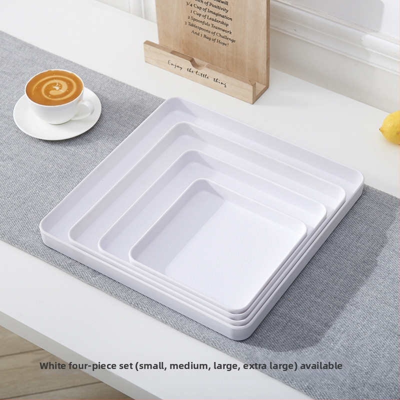 Πλαστικός τετράγωνος δίσκος οικιακής χρήσης, γεωμετρικό στυλ, απλός σχεδιασμός, κατάλληλος για φλυτζάνια τσαγιού, ποτήρια νερού και μικρές γλάστρες, διακόσμηση σε σκανδιναβικό ύφος