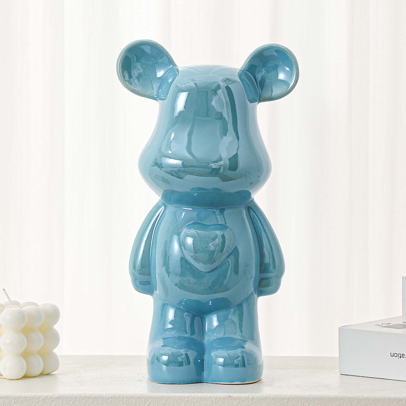 Keramički medvjić u obliku srca - moderan minimalistički stil, završna obrada elektroplatingom