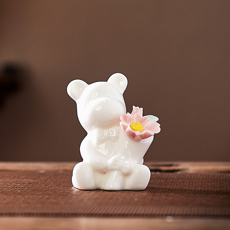 Kerámiás viráztartó váza macskás és nyuszi figurákkal — porcelán; Márka Fruit; Kategória: Állatok; Stílus: modern minimalizmus