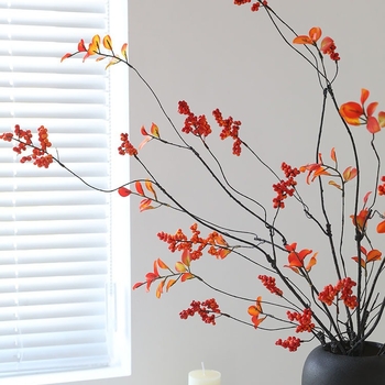 Zīda ziedu zari, vintage-wabi-sabi stilā ar rudens augļu izskatu, viens zars, šķirne 19037921829, mājas dekorācijai un fotogrāfiju rekvizītiem