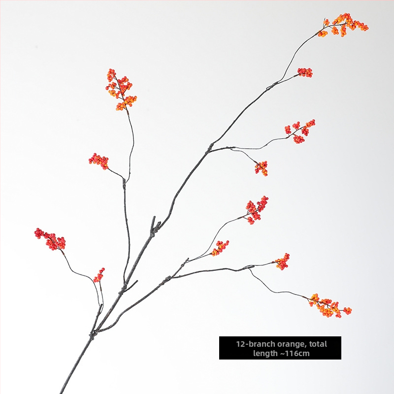 Zīda ziedu zari, vintage-wabi-sabi stilā ar rudens augļu izskatu, viens zars, šķirne 19037921829, mājas dekorācijai un fotogrāfiju rekvizītiem