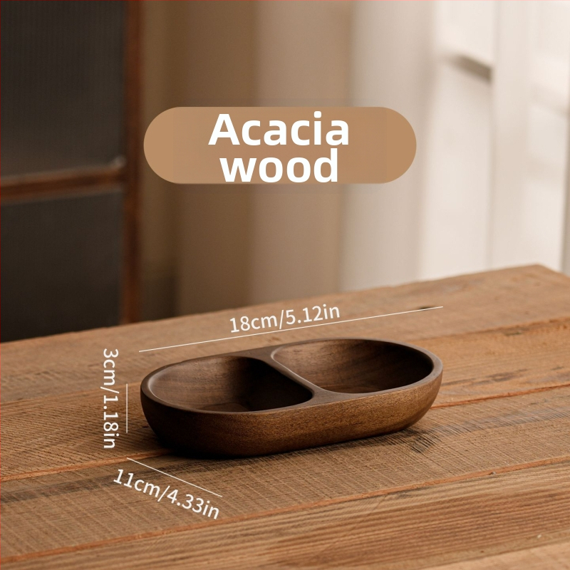 Koka trauks tējas tasēm, kafes piederumiem, rotaslietām un augļiem – ķīniešu stilā galda piederumi