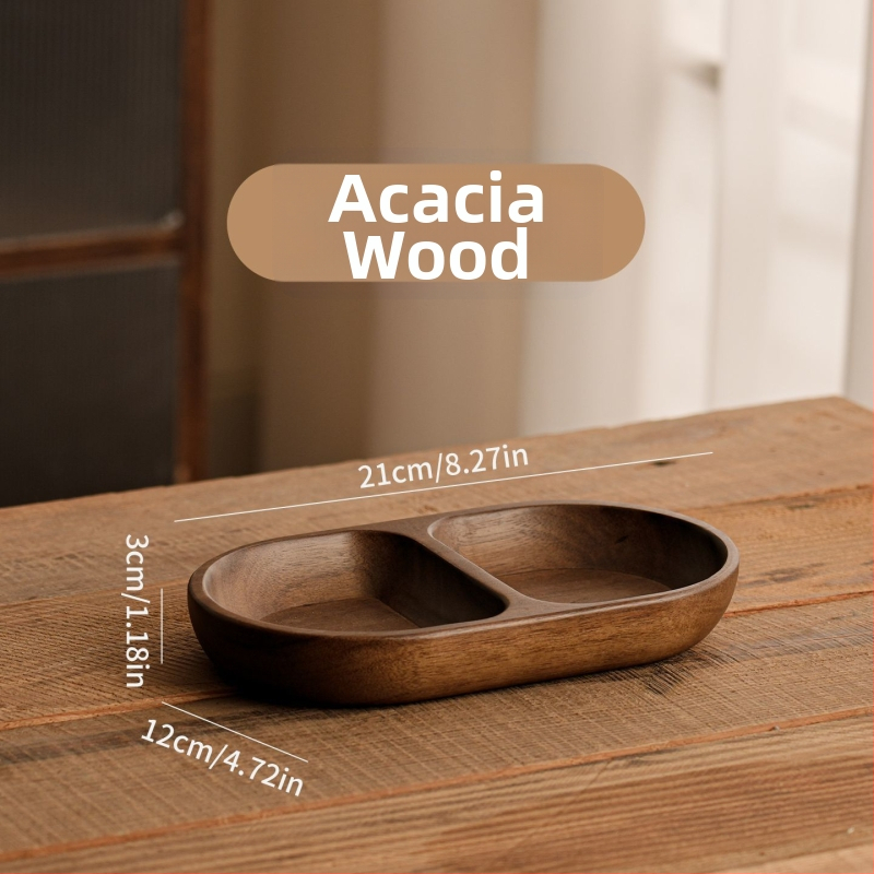 Koka trauks tējas tasēm, kafes piederumiem, rotaslietām un augļiem – ķīniešu stilā galda piederumi