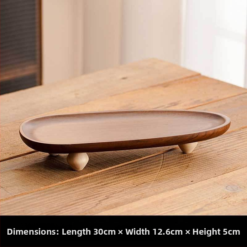 Koka trauks tējas tasēm, kafes piederumiem, rotaslietām un augļiem – ķīniešu stilā galda piederumi