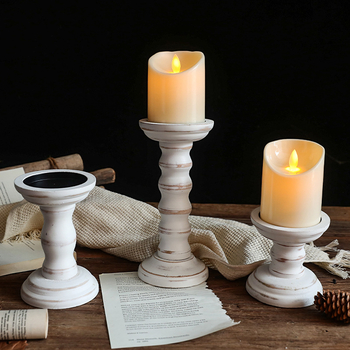 Medinė žvakidė su romėniška kolona, šiuolaikiškas minimalistinis stilius, namų dekorui ir stalinių nuotraukų rekvizitui