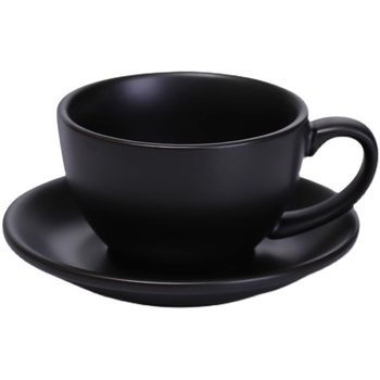 Kafijas tasīšu un šķīvja komplekts ar matētu keramikas virsmu, viendabīgs raksts, iekļauj latte tasīti, svars 545 g, no HALFCHEN