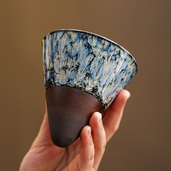 Kafijas krūzes komplekts ar glazūras maiņu efektu, retro stilā, pielāgojamas, 300 g