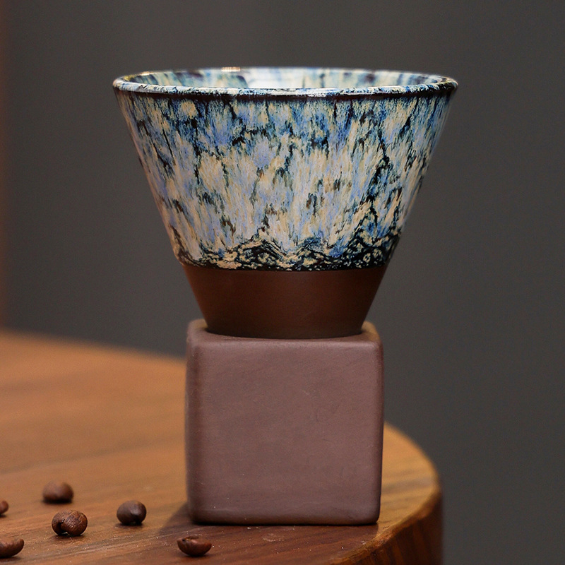 Kafijas krūzes komplekts ar glazūras maiņu efektu, retro stilā, pielāgojamas, 300 g