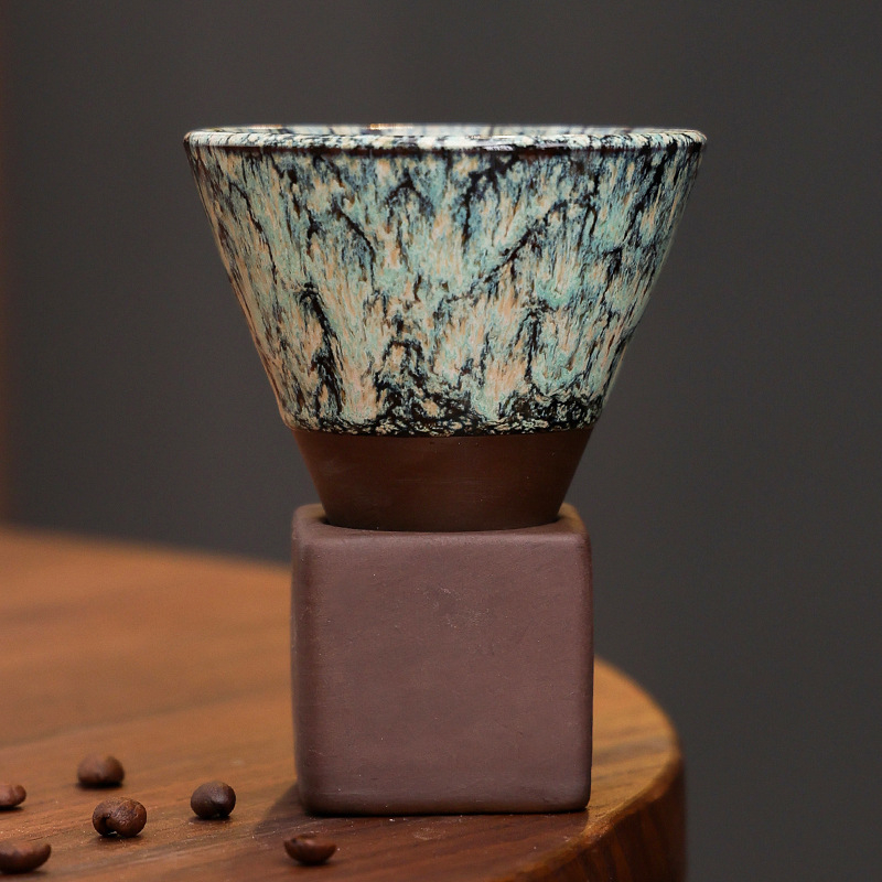 Kafijas krūzes komplekts ar glazūras maiņu efektu, retro stilā, pielāgojamas, 300 g