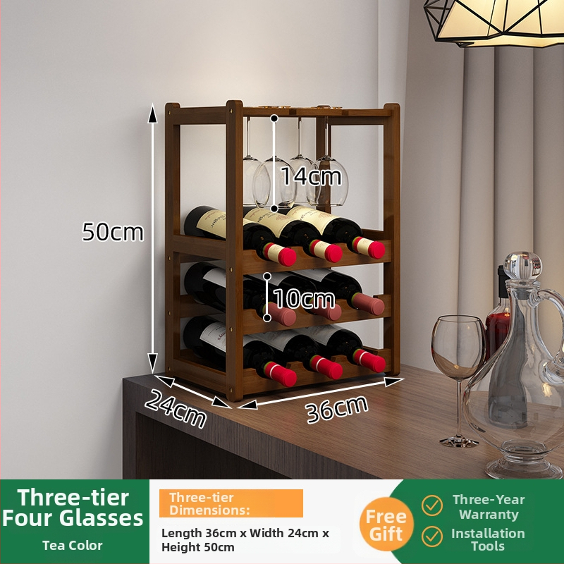 Bambusa vīna plaukts, vienkāršs stils, mājas bārs