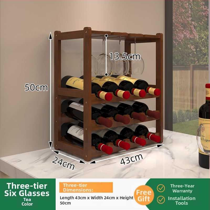 Bambusa vīna plaukts, vienkāršs stils, mājas bārs