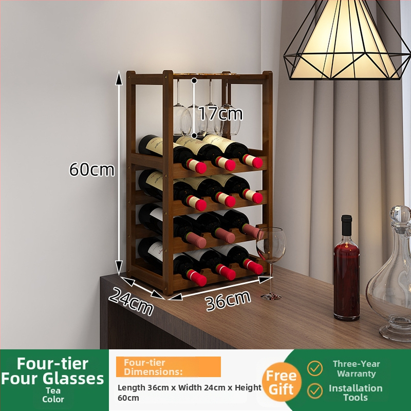 Bambusa vīna plaukts, vienkāršs stils, mājas bārs