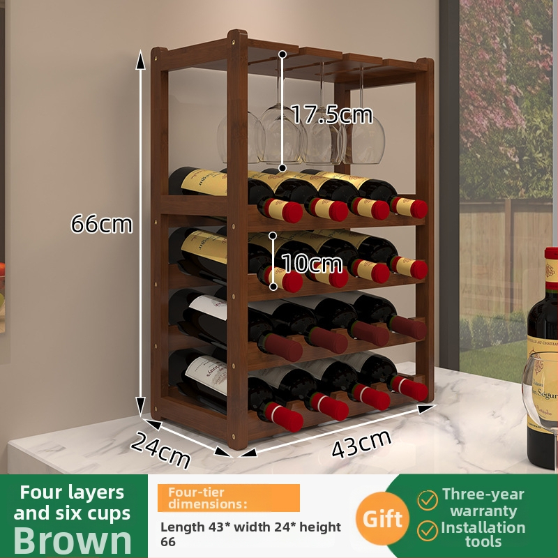 Bambusa vīna plaukts, vienkāršs stils, mājas bārs