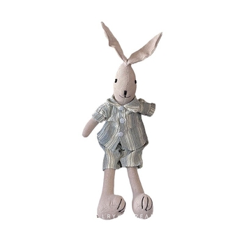 Rankų darbo audinio kiškio lėlė vaikams – korėjiečio stiliaus miela lėlė, animacinės išvaizdos žaislas namų dekorui, 3–6 metų