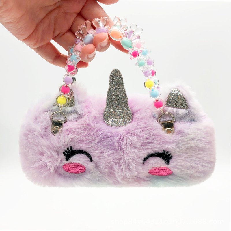 Weika pūkų vaikiška rankinė su gėlės šypsenos dizainu, išsiuvinėtas audinys