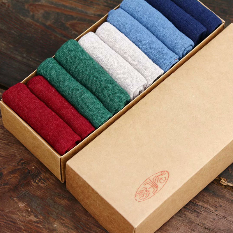 Квадратна чайна кърпа, ръчно изработена, чист памук, с печатано лого, възможно персонализиране, водопоглъщане 5–10 сек