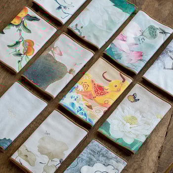 100% medvilnės arbatos rankšluostis, sugeriantis kvadratinis Gongfu arbatos komplektui, su logotipo spauda