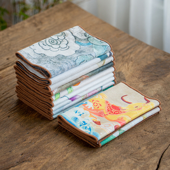 100% medvilnės arbatos rankšluostis, sugeriantis kvadratinis Gongfu arbatos komplektui, su logotipo spauda