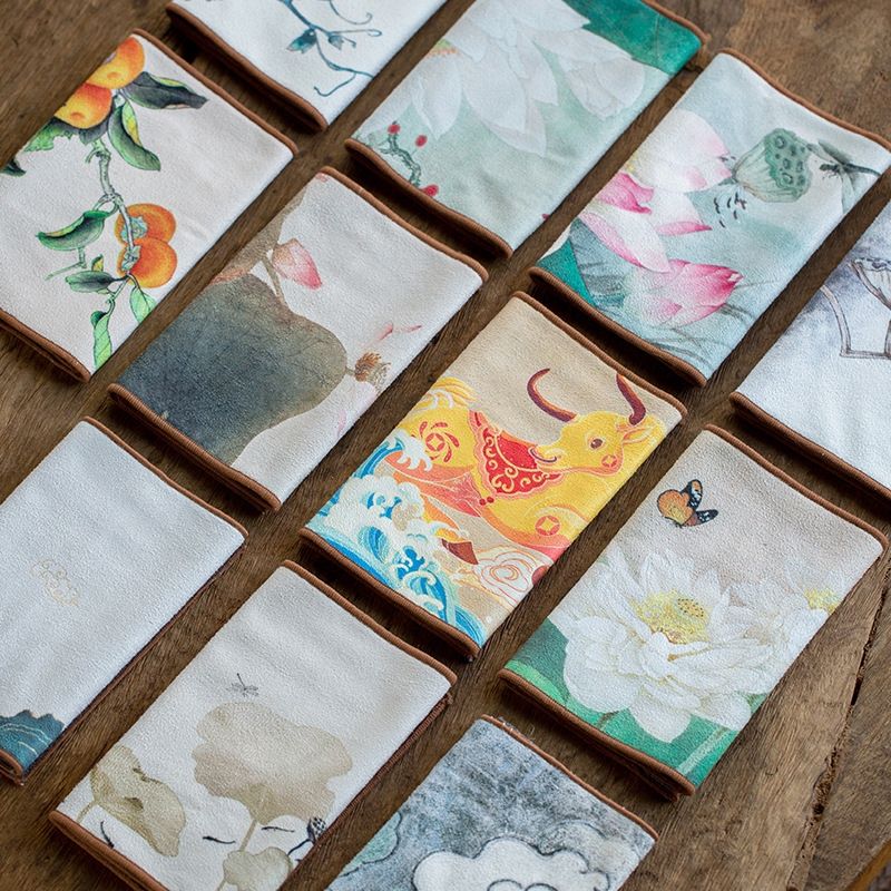 100% medvilnės arbatos rankšluostis, sugeriantis kvadratinis Gongfu arbatos komplektui, su logotipo spauda
