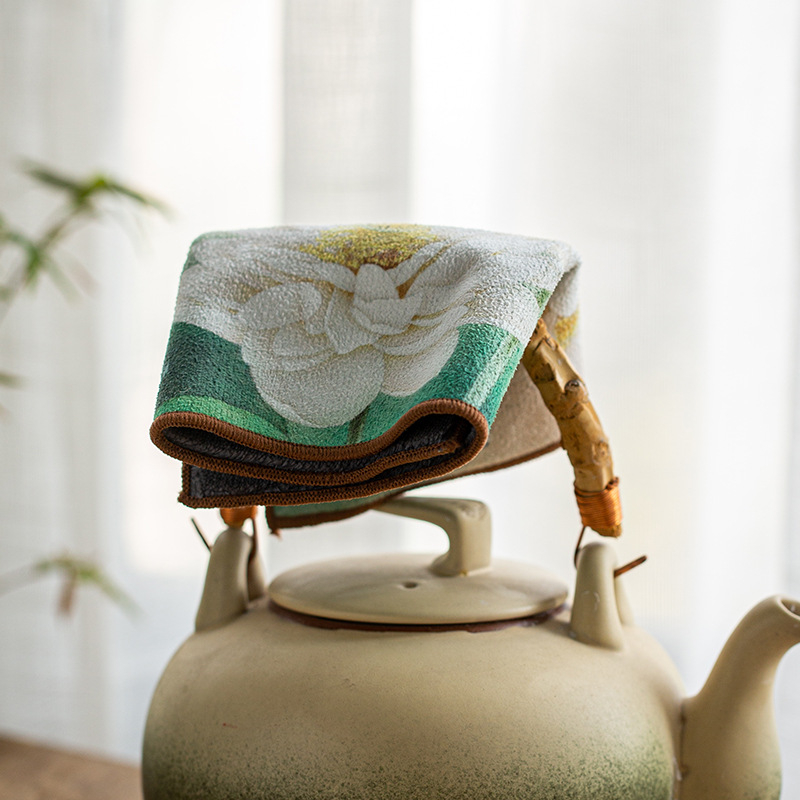 100% medvilnės arbatos rankšluostis, sugeriantis kvadratinis Gongfu arbatos komplektui, su logotipo spauda