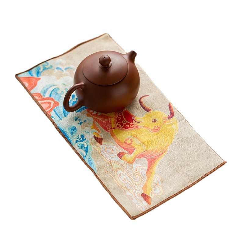 100% medvilnės arbatos rankšluostis, sugeriantis kvadratinis Gongfu arbatos komplektui, su logotipo spauda