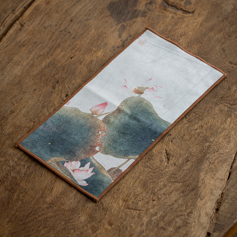 100% medvilnės arbatos rankšluostis, sugeriantis kvadratinis Gongfu arbatos komplektui, su logotipo spauda