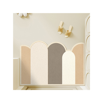 Covoraș de intrare din PVC, cu bucle din sârmă, formă pătrată, model geometric/vegetal