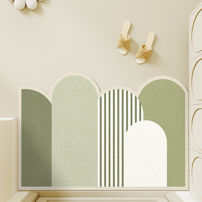 Covoraș de intrare din PVC, cu bucle din sârmă, formă pătrată, model geometric/vegetal