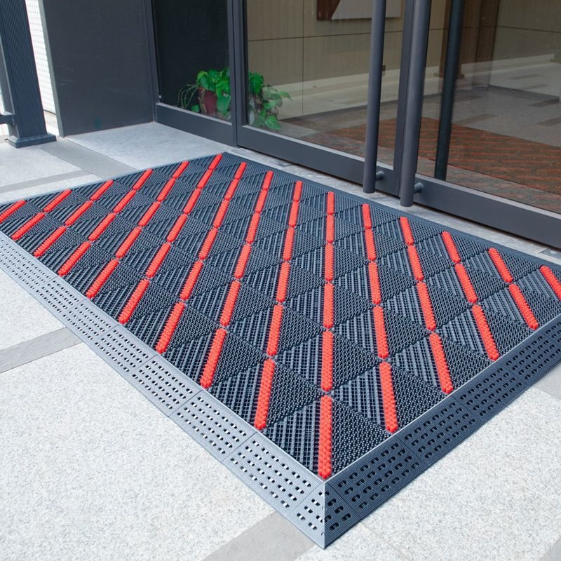 Covoraș antiderapant de intrare exterior, EVA, dreptunghiular, model tip grilă, personalizabil pentru spații comerciale