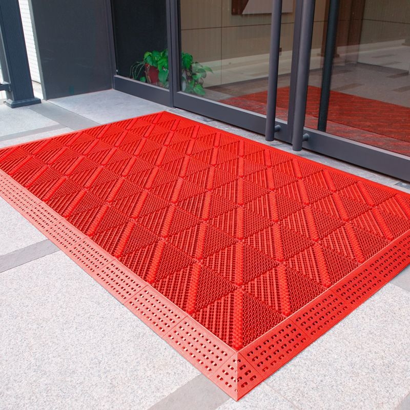 Covoraș antiderapant de intrare exterior, EVA, dreptunghiular, model tip grilă, personalizabil pentru spații comerciale