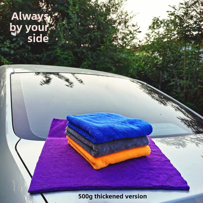 Automobilio plovimo rankšluostis – Coral Velvet be kraštų, storintas, didelis sugeriamumas, greitas džiovinimas; mišrių siūlų pluoštas, paprastas audinys, 80 g/m²