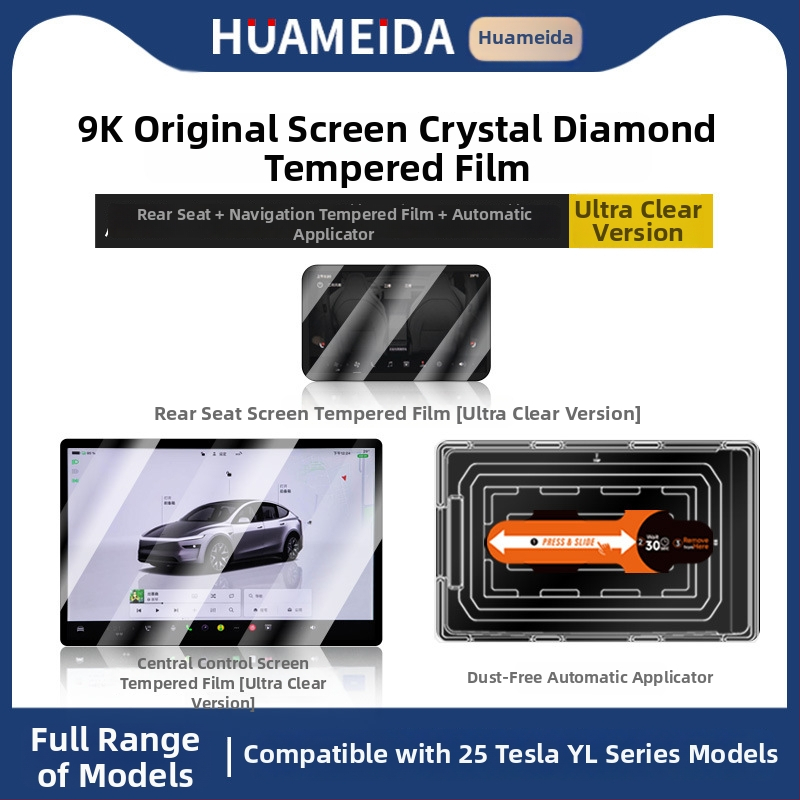 Tesla Model 3/Model Y centrinio ekrano apsauginis stiklas — grūdintas stiklas, greita montavimas, atsparus įbrėžimams, atsparus pirštų antspaudams, temperatūrų atsparumas