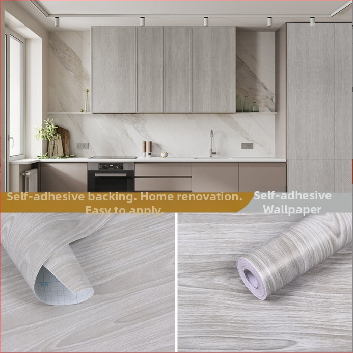 PVC koka graudu faktūras pašlīmējamā tapete sienām un mēbeļu renovācijai, ūdensizturīga sienas pārklājums
