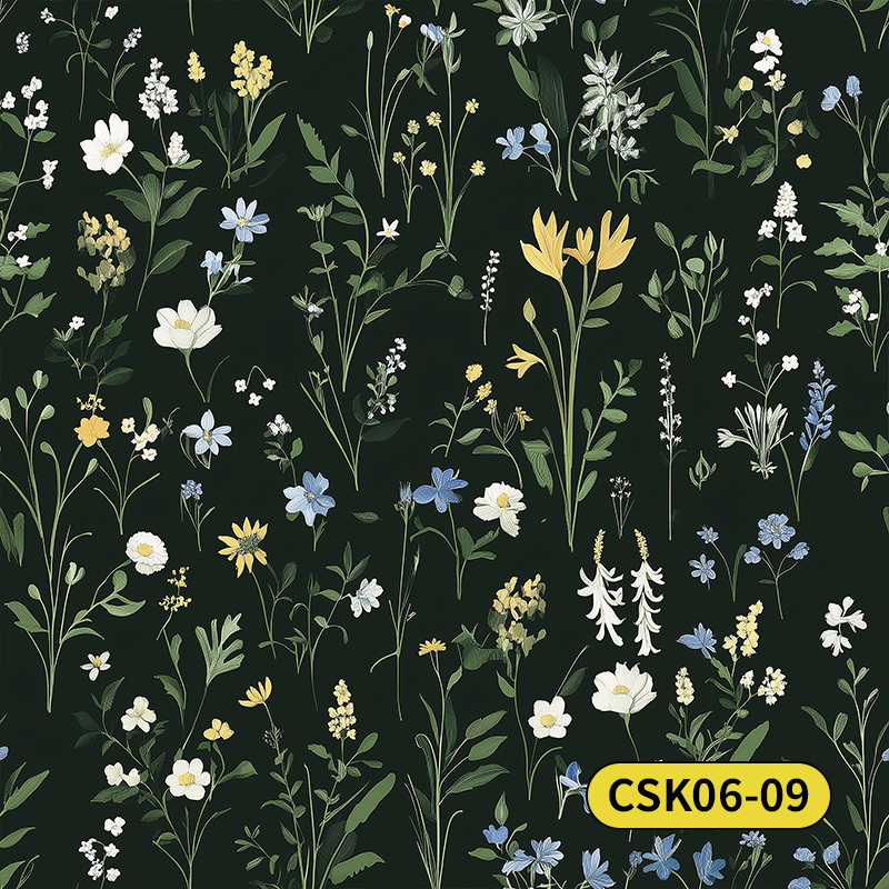 Pašlīmējoša sienas tapete ar bohemu ziedu rakstu, PVC materiāls, daudzslāņa konstrukcija, Eiropas lauku stils