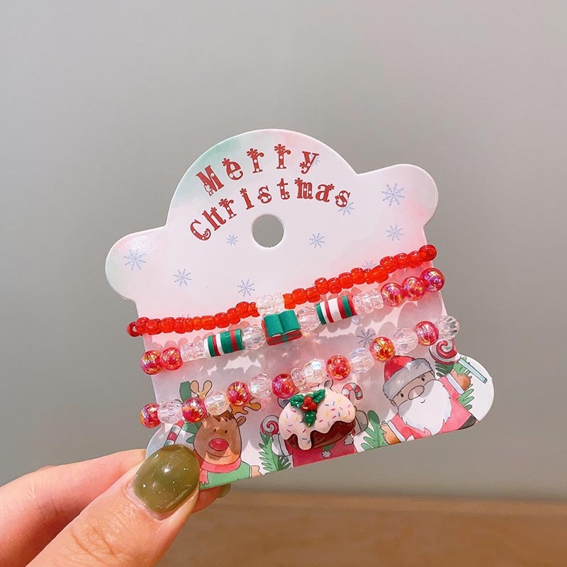 Dječji božićni ogrlicu s privjeskom jelena, ručna izrada, plastični lanac s perlicama, produžetak <10 cm, za dobnu skupinu 3–10 godina