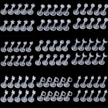 Usne Lip Stud naušnice - Akril, Dizajn srca, Elektroplating, Unisex