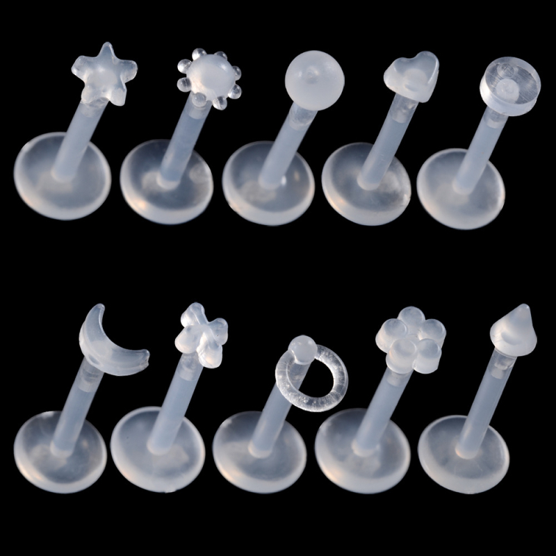 Usne Lip Stud naušnice - Akril, Dizajn srca, Elektroplating, Unisex