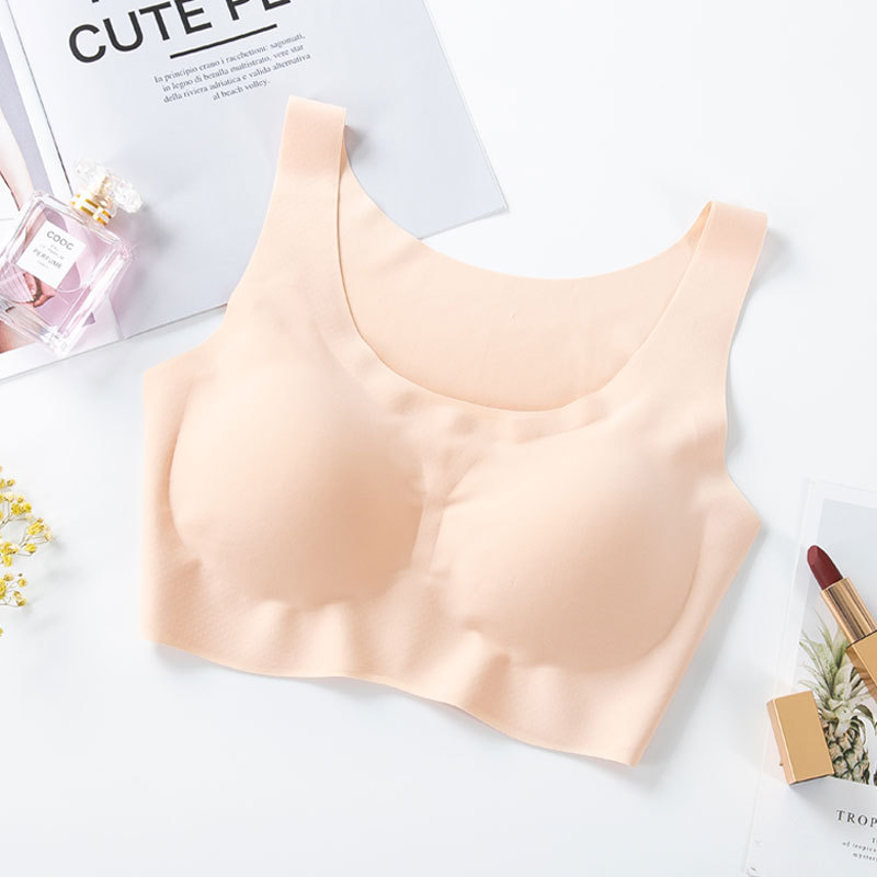 Drót nélküli sportmelltartó, veste-stílusú, jég-selyem anyag, fő anyag: nylon, teljes kosár, vékony formázott kosár selyem-bomb cotton, rögzített dupla pántok, származás Guangdong, Caileikelai márka