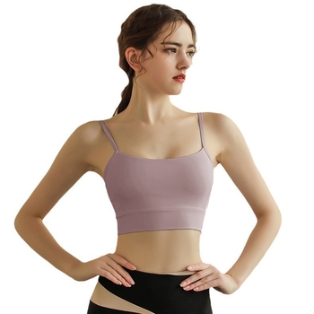 TSN Αθλητικό σουτιέν - χωρίς πλάτη, με πλήρη κάλυψη, λεπτή φόρμα με καλουπία, σταθεροί διπλοί ιμάντες, νάιλον ύφασμα