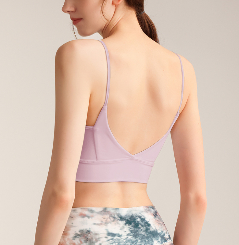 TSN Αθλητικό σουτιέν - χωρίς πλάτη, με πλήρη κάλυψη, λεπτή φόρμα με καλουπία, σταθεροί διπλοί ιμάντες, νάιλον ύφασμα