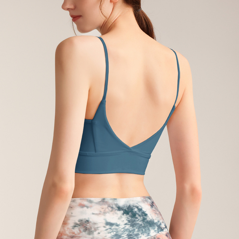 TSN Αθλητικό σουτιέν - χωρίς πλάτη, με πλήρη κάλυψη, λεπτή φόρμα με καλουπία, σταθεροί διπλοί ιμάντες, νάιλον ύφασμα