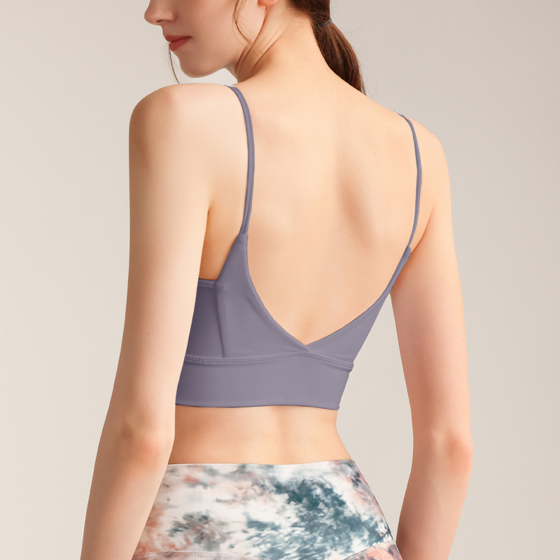 TSN Αθλητικό σουτιέν - χωρίς πλάτη, με πλήρη κάλυψη, λεπτή φόρμα με καλουπία, σταθεροί διπλοί ιμάντες, νάιλον ύφασμα