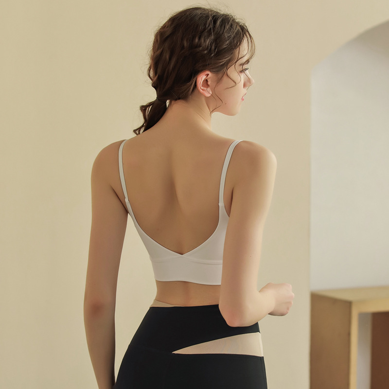 TSN Αθλητικό σουτιέν - χωρίς πλάτη, με πλήρη κάλυψη, λεπτή φόρμα με καλουπία, σταθεροί διπλοί ιμάντες, νάιλον ύφασμα