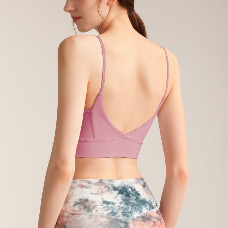 TSN Αθλητικό σουτιέν - χωρίς πλάτη, με πλήρη κάλυψη, λεπτή φόρμα με καλουπία, σταθεροί διπλοί ιμάντες, νάιλον ύφασμα